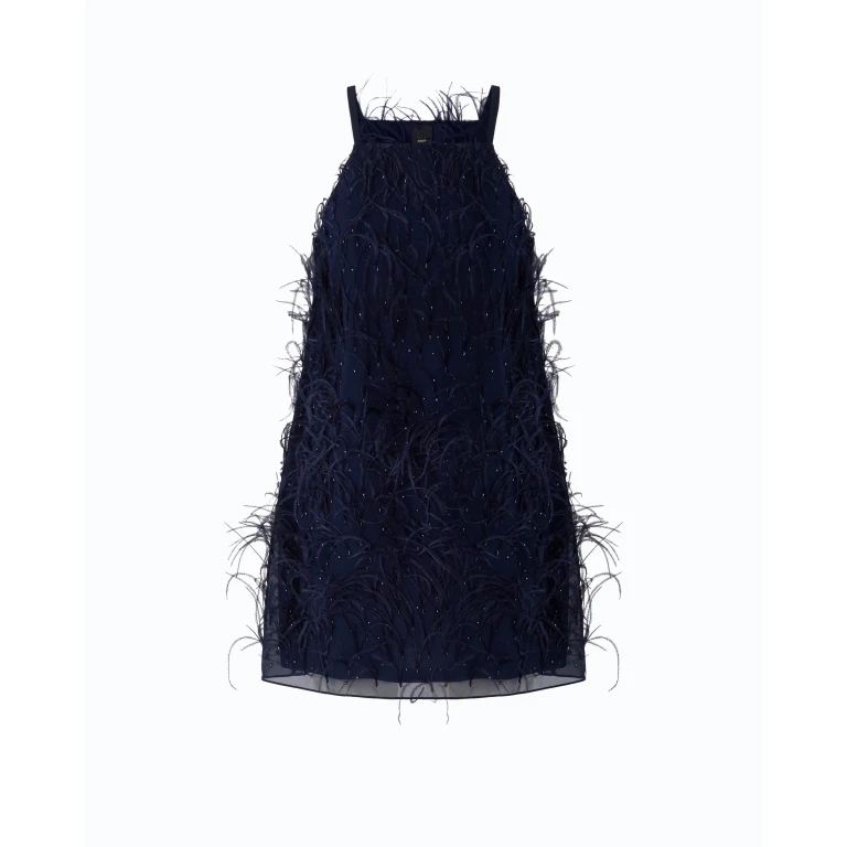 Robe courte à plumes - 36
