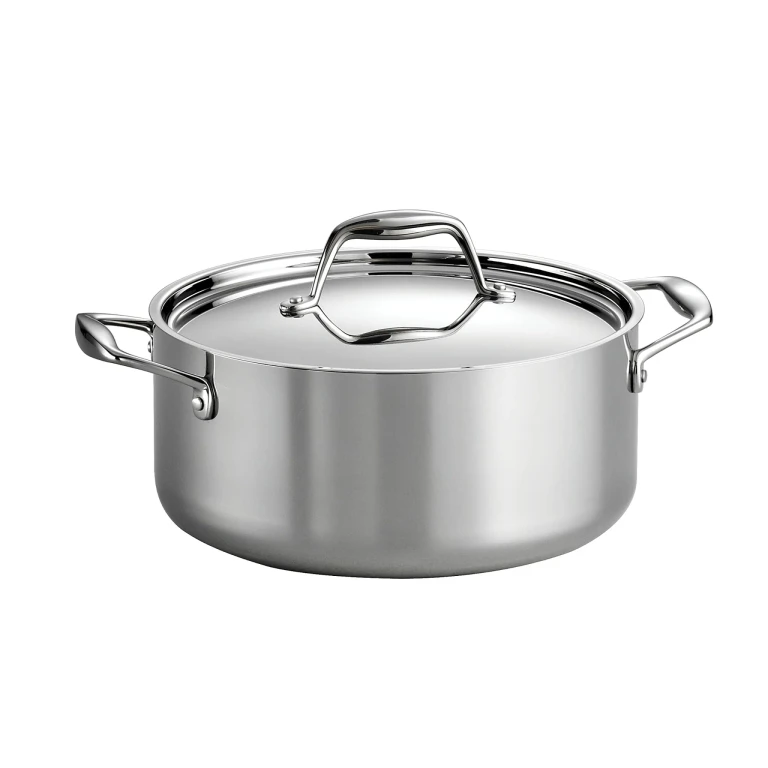 Tri-Ply Clad Stainless Steel 5-Quart Dutch Oven Pot with Lid, Induction-Ready, Dishwasher-Safe, NSF-Certified, Made in Brazil