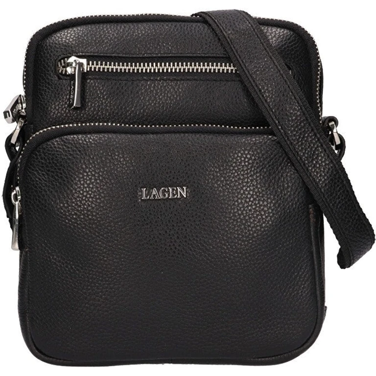 Black Leather Men's Shoulder Bag