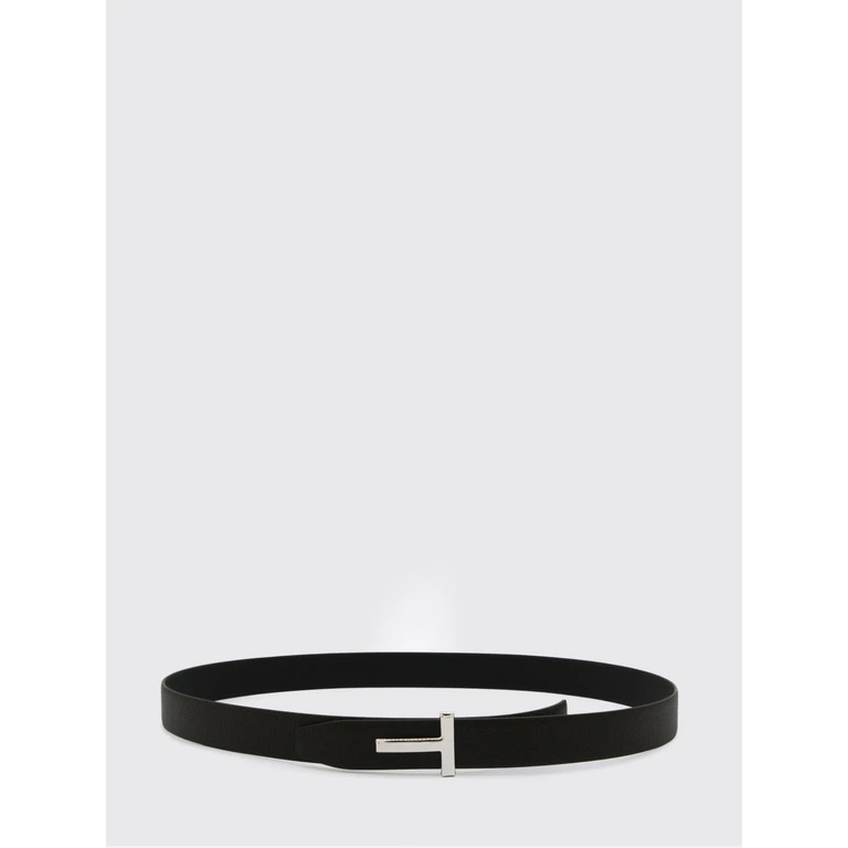 Grained Leather Belt with Metallic Monogram Buckle (TB224LCL236LENB)