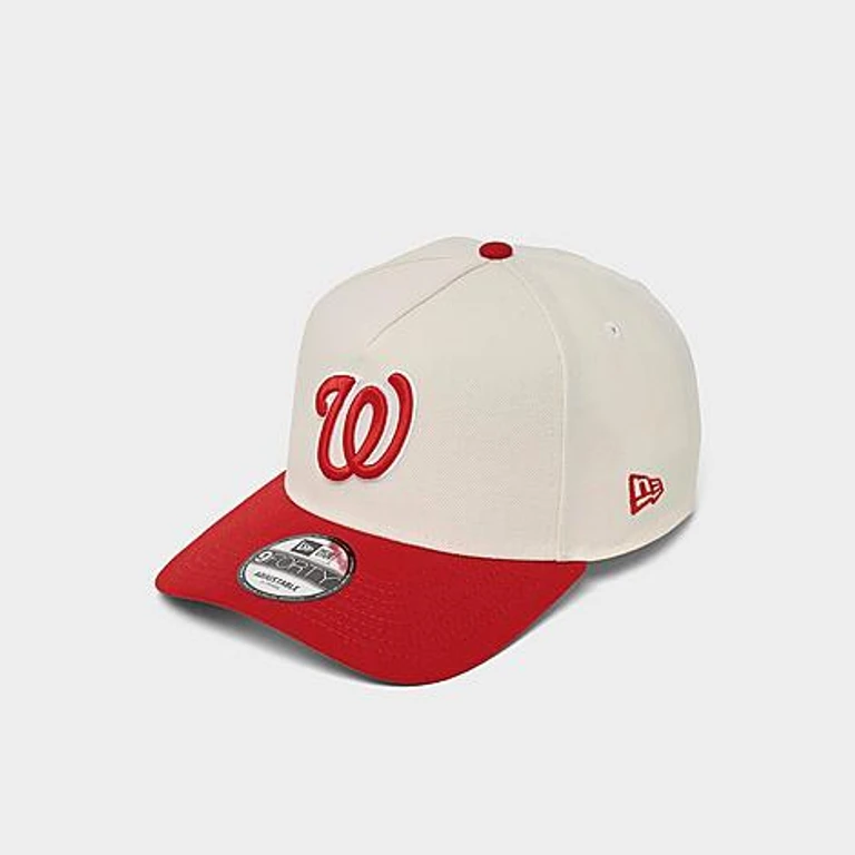 Boné snapback New Era Washington Nationals MLB 9FORTY A-Frame em Cromo/Vermelho