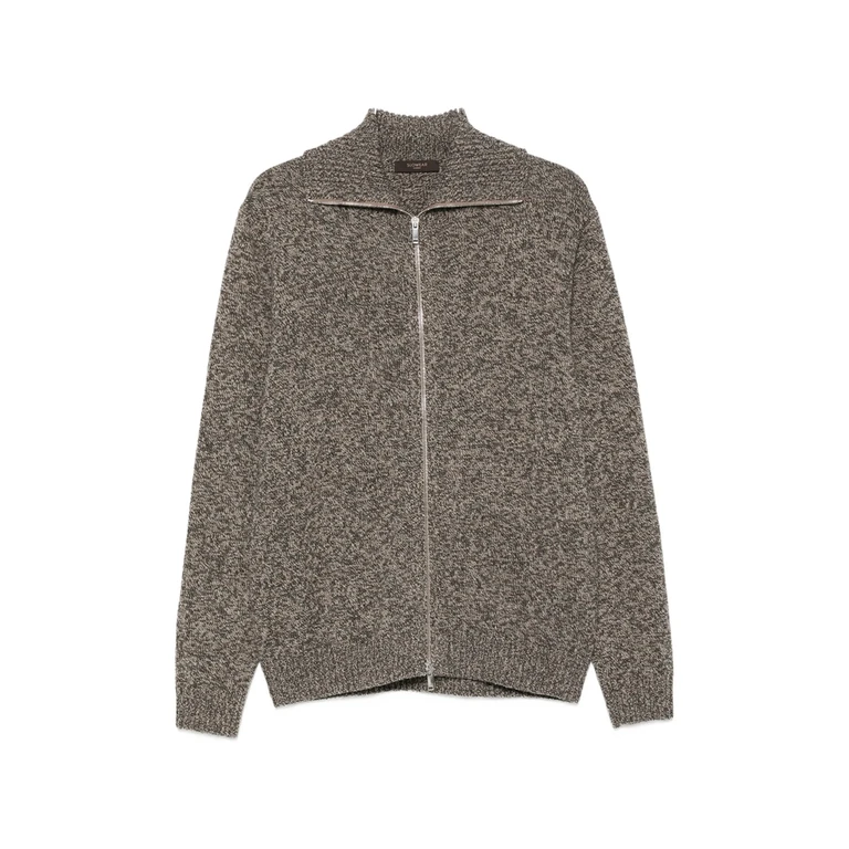 Zip-up Marl-knit Cardigan