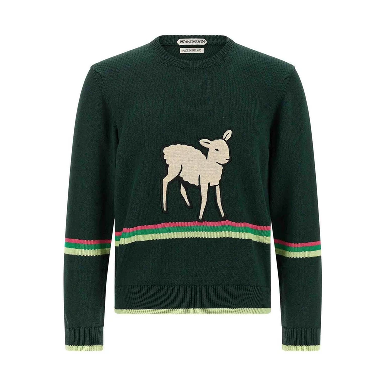 J.W. Anderson Suéter de cuello redondo Sheep - Verde oscuro