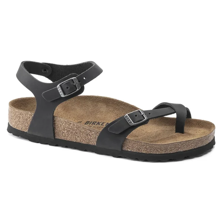 Women's Taormina Oiled Leather Black Sandals