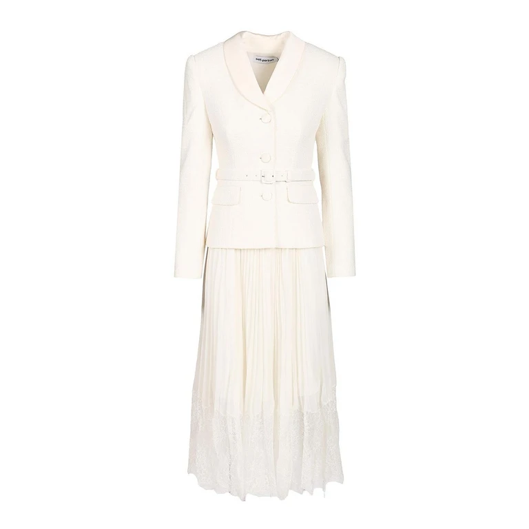 Self Portrait Robe Au Genou - Blanc (PF26144MCCREAM)