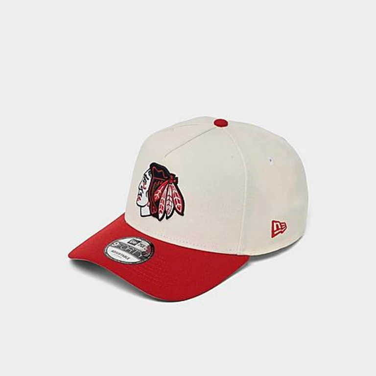 Boné snapback New Era Chicago Blackhawks NHL 9FORTY A-Frame em Cromo/Vermelho