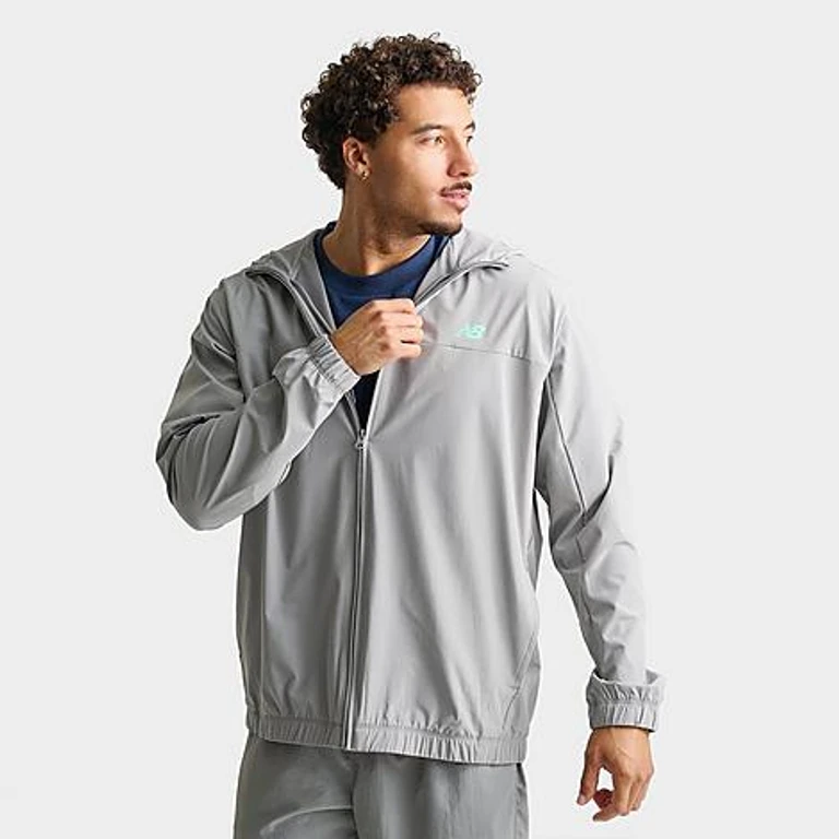 Men's Performance Full-Zip Woven Jacket in Grey Matter/Mint Size: Small