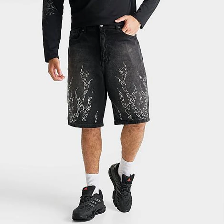 Vlam Denim Shorts in zwarte wassing