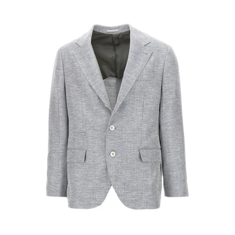 Chevron fabric single-breasted jacket Man 48