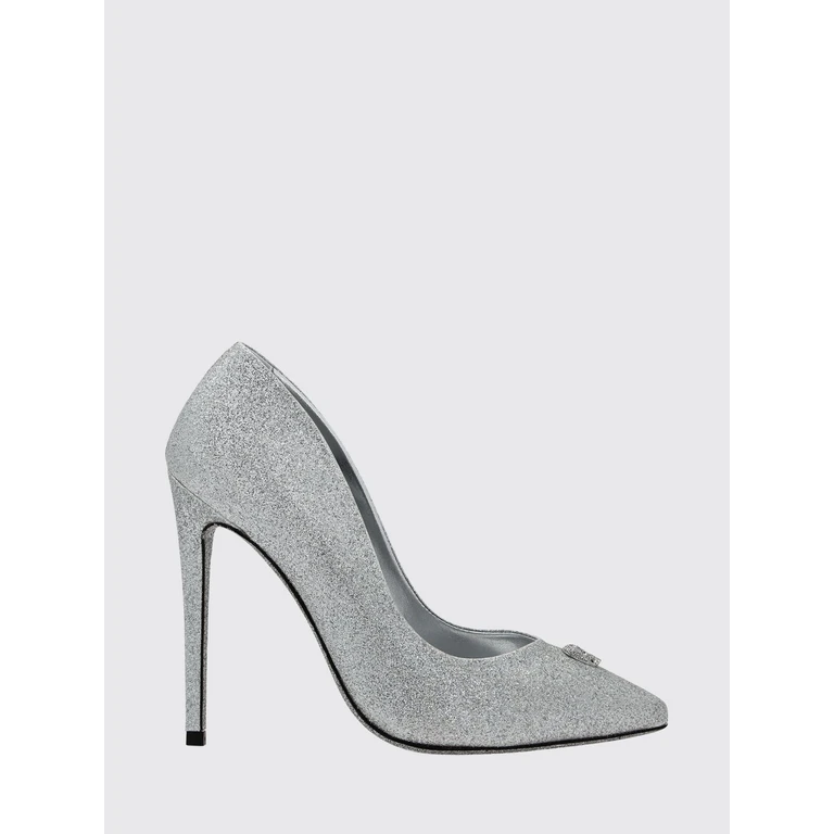 Glitter Leather Pumps with Skull Application and High Heel (PADSWSD0529PTE003N70)
