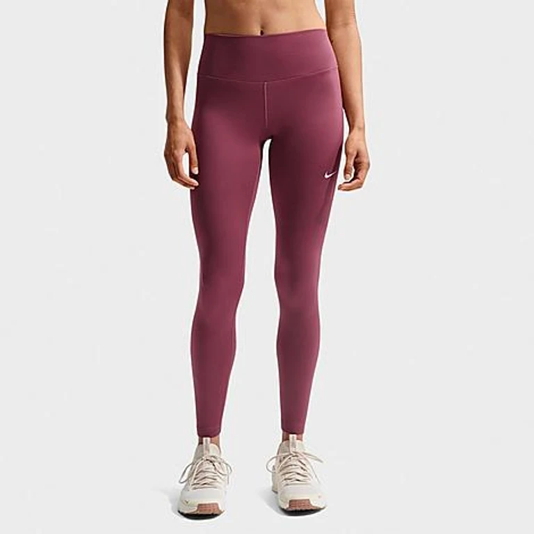 Women's One Therma-FIT High-Waisted Full-Length Leggings in Pink Smoke/White Size: XXS