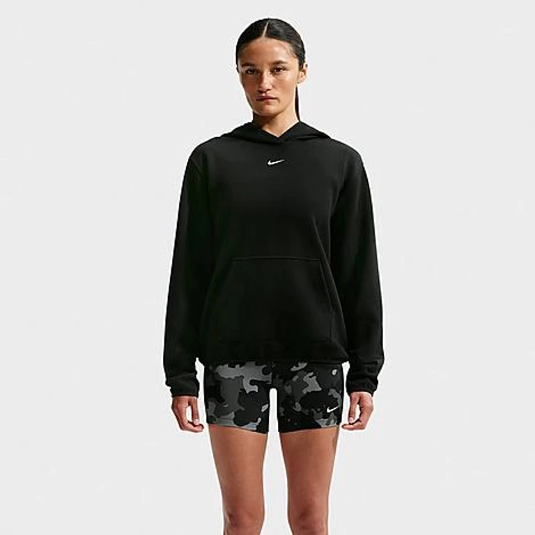 Studio Fleece Sport Dri-FIT Pullover-Hoodie in Schwarz/Weiß