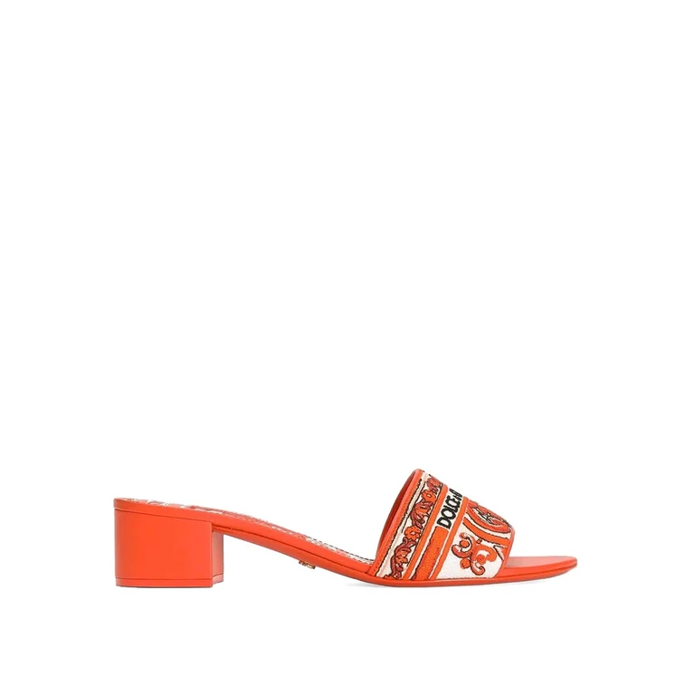 Sandalette mit Absatz in Orange