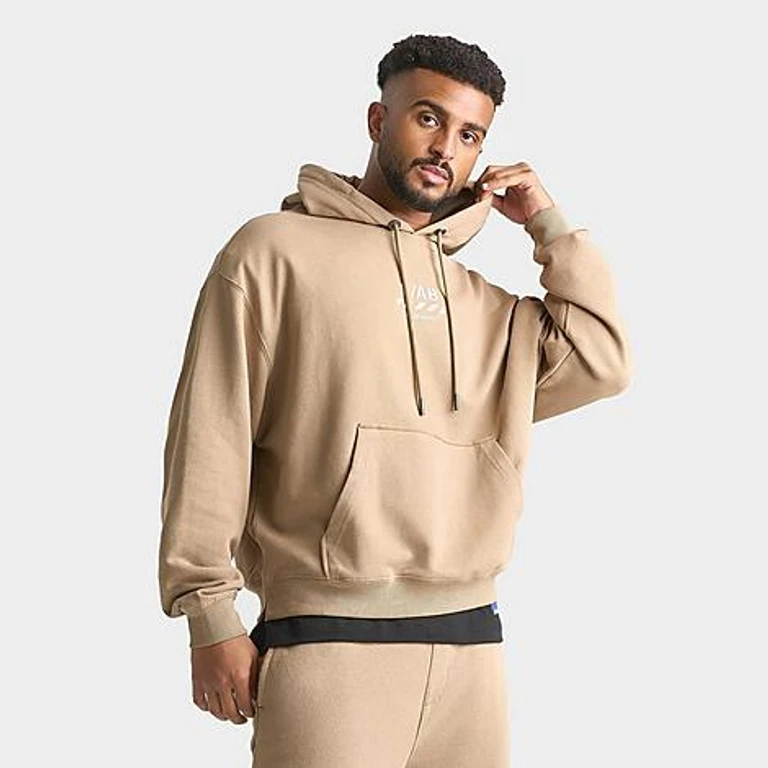 Men's L/AB c/o Off-White Diagonal Fleece Pullover Hoodie in Cornstalk Size: Small