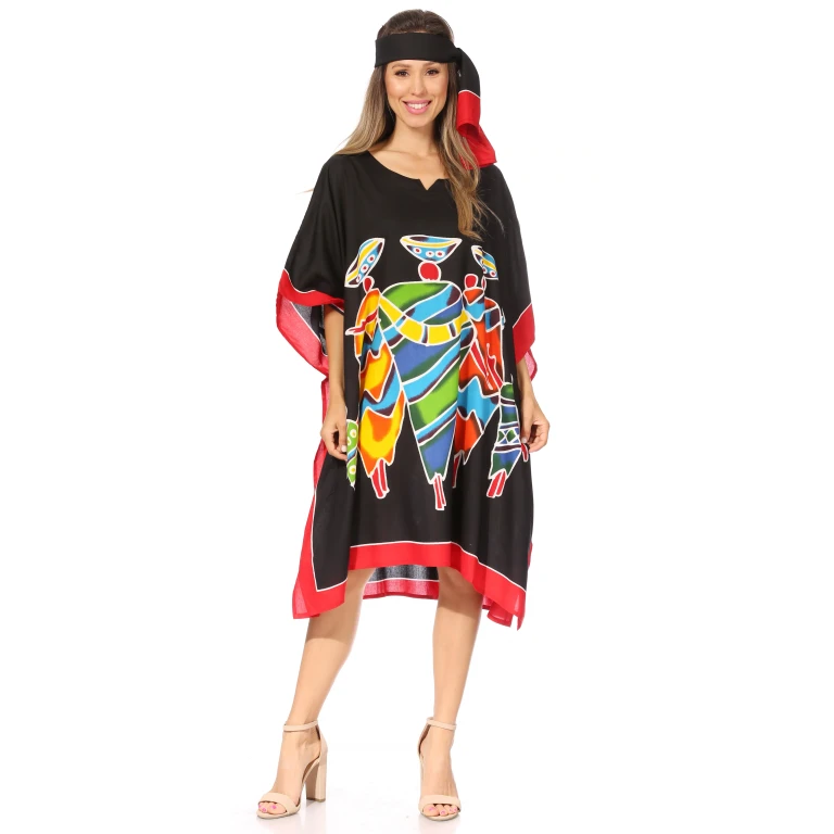 Sakkas Trina Women's Casual Loose Beach Poncho Caftan Dress Cover-up Many Print