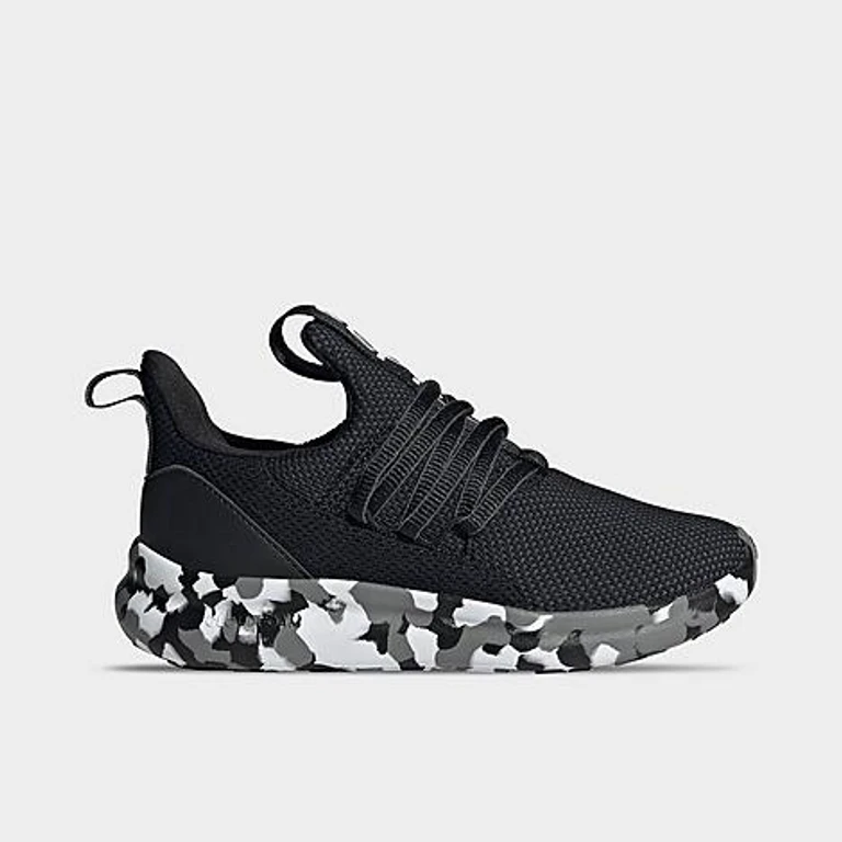 adidas Little Kids Lite Racer Adapt 7.0 Stretch Lace Casual Shoes in Core Black/Grey Six Size: 4.0