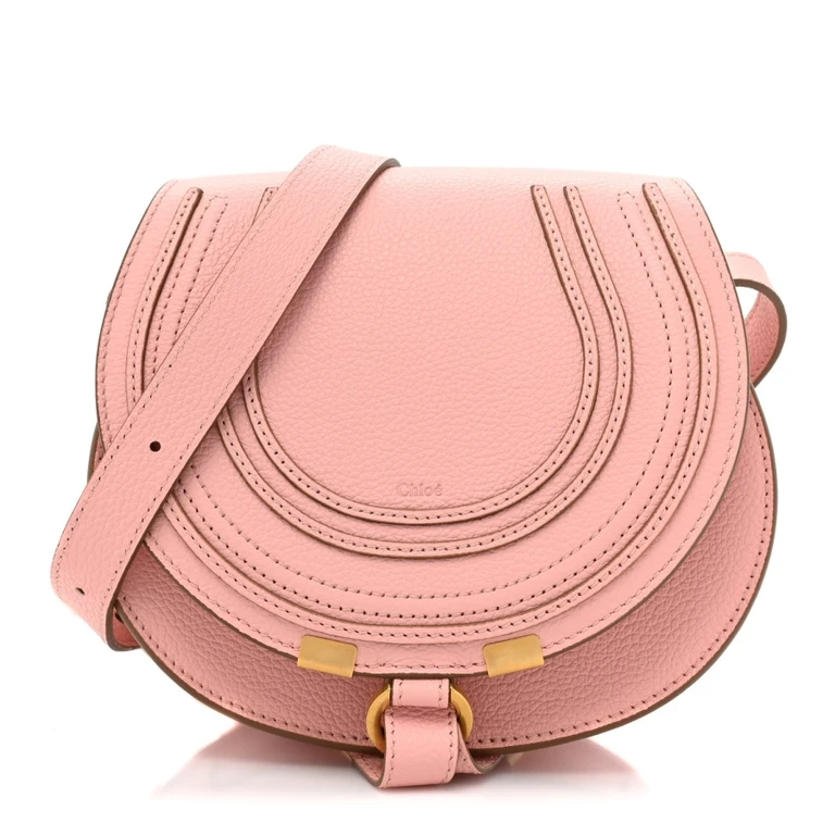 Marcie Pink Leather Saddle Bag