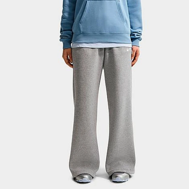 Nike Women's Studio Fleece Medium-Weight Wide-Leg Pants in Dark Grey Heather/Sail Size: XS