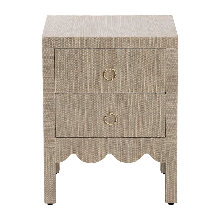 Juniper Beige Nightstand with Scalloped Base