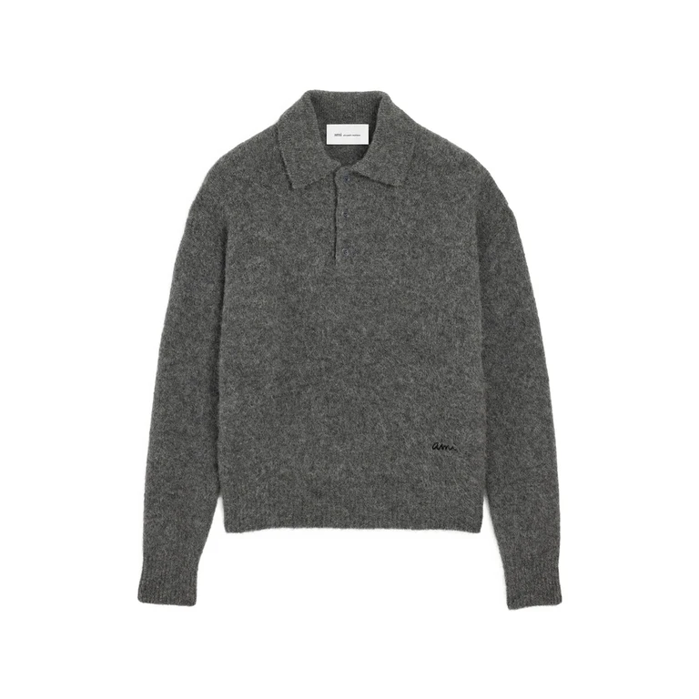 Ami Paris Wool And Alpaca Polo With Ami Embroidery