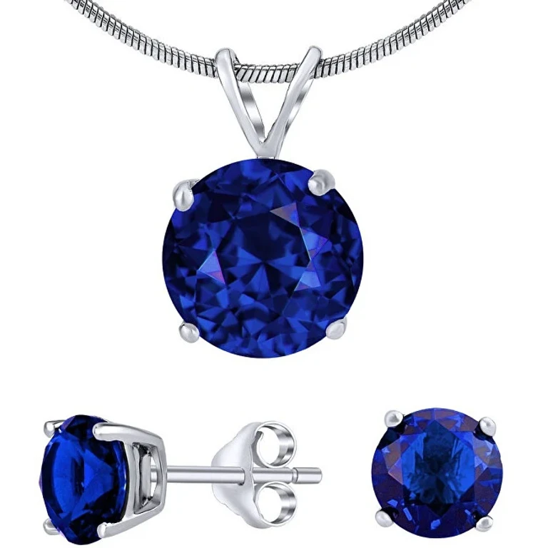 Silver jewelry set con crystal glass JJJS8TM1 (Orecchini, Ciondolo)