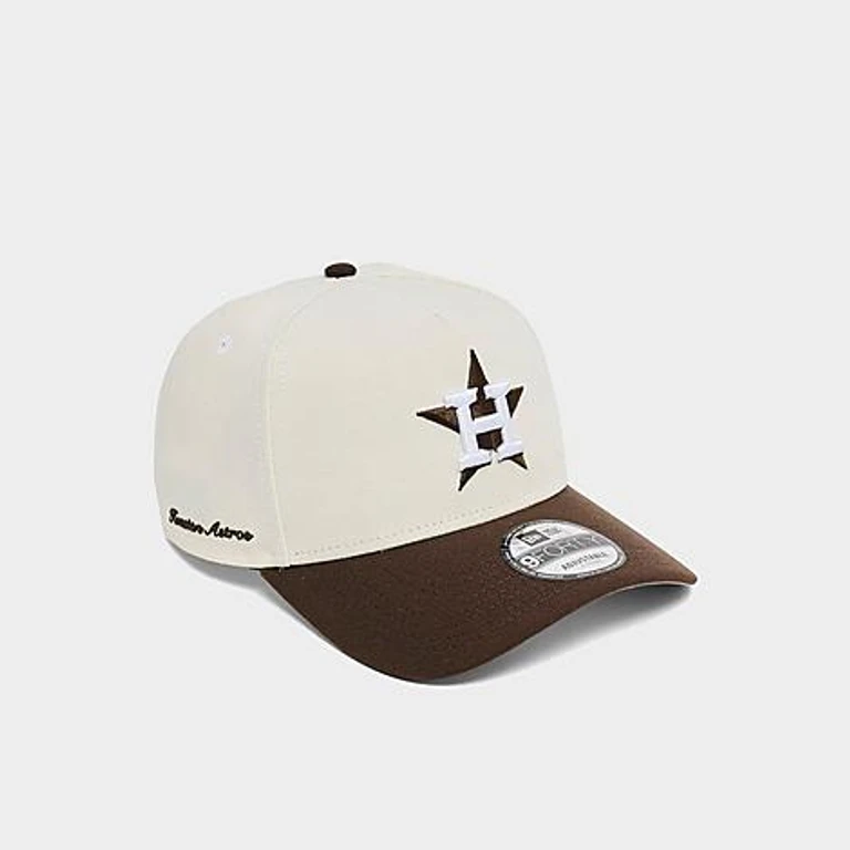 Houston Astros MLB Walnut 9FORTY A-Frame Snapback Cap in Chrome/Walnut
