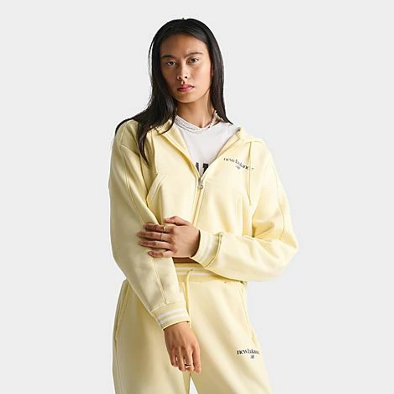 Women's Cropped Rib Full-Zip Hoodie in Dawn Glow Size: XS