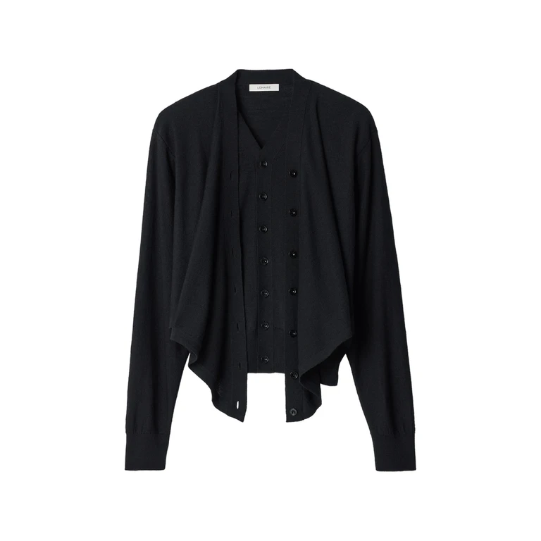 Trompe-l'ail Cardigan In Merino Wool Blend