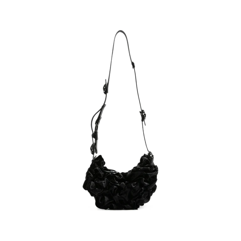Ruffled Velvet Tote Bag