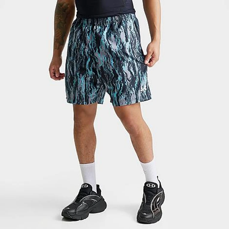 Men's Tech Print Woven Shorts in Black/Steel/Fresco Size: Small