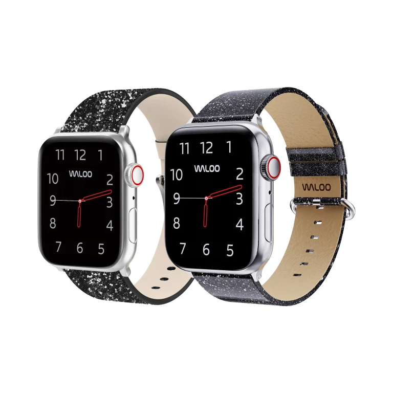 2-Pack Leather Bling & Shiny Brilliance Leather Bands For Apple Watch
