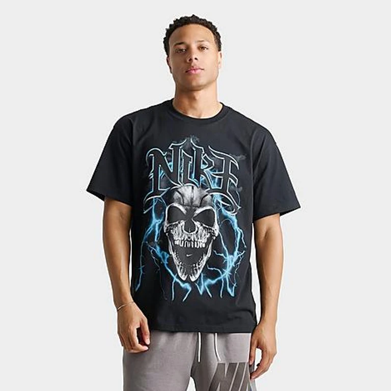 Men's Basketball Skull Lightning Graphic T-Shirt in Black Size: Small
