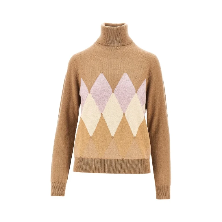 Lozenge cashmere turtleneck sweater Woman 40