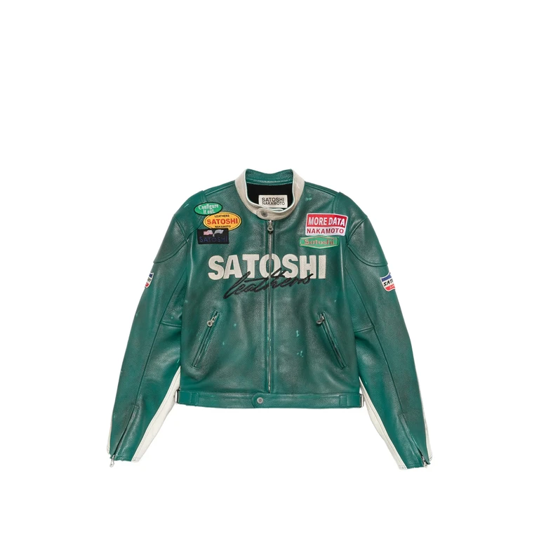 Patch-detail Leather Jacket