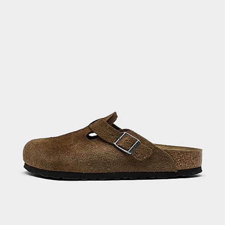 Women's Boston Suede Leather Clogs in Dark Tea Size: 36