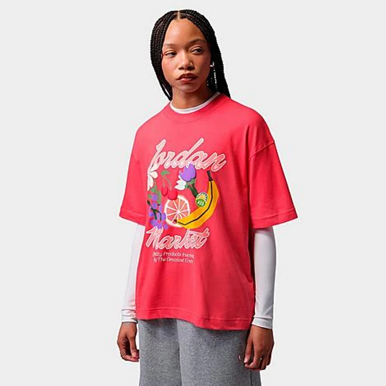 Women's Market Oversized T-Shirt in Track Red Size: XS