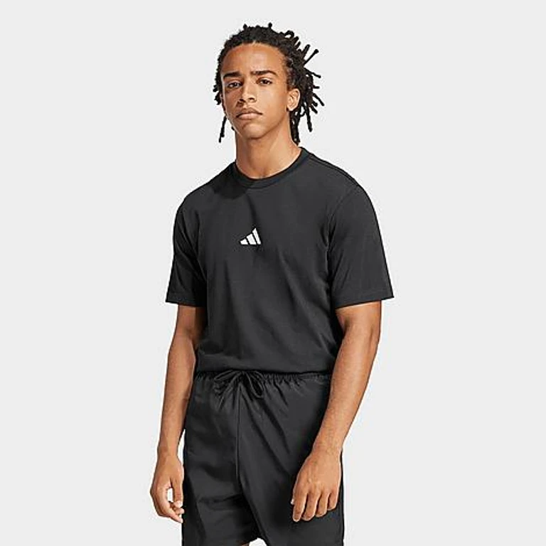 adidas Men's Essentials Small Logo T-Shirt in Black/White Size: Medium