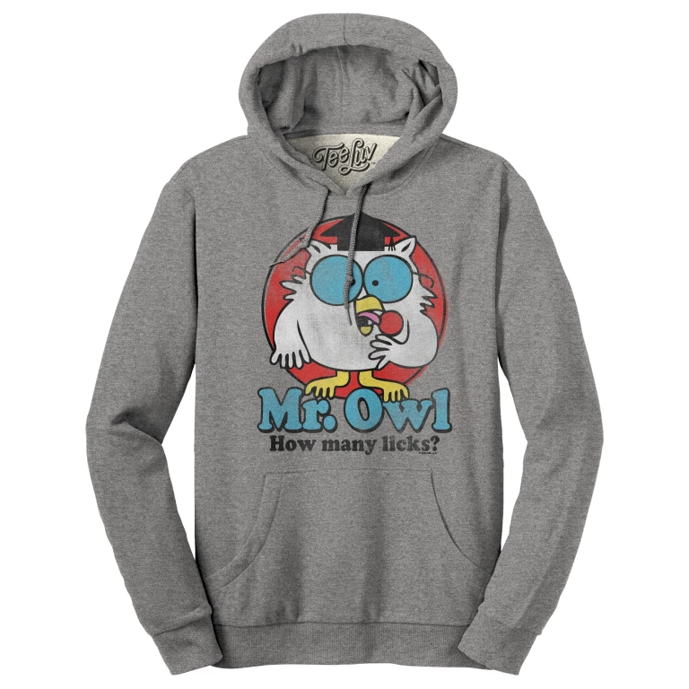 Mr. Owl Tootsie Pop How Many Licks Hooded Sweatshirt - Oxford Gray
