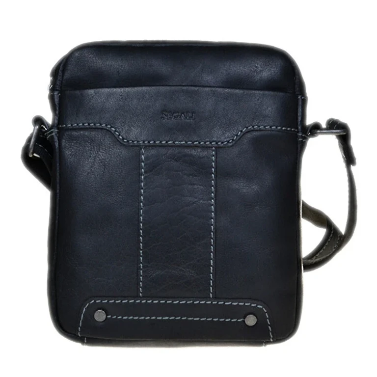 da uomo leather borsa a tracolla Black