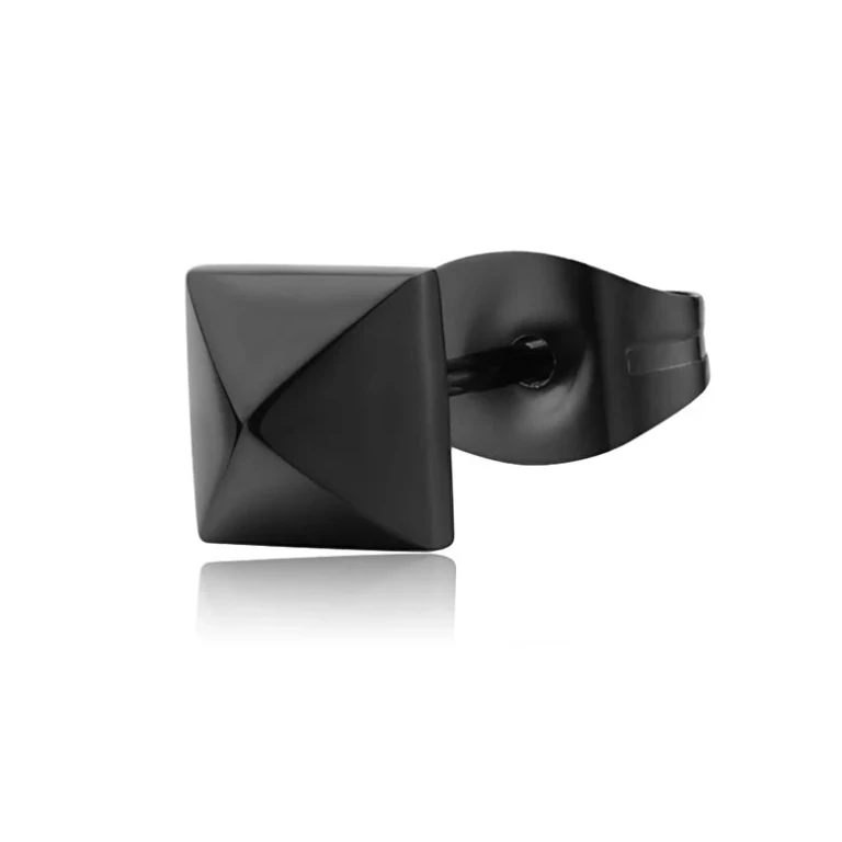 Black steel single Orecchino Snap SNP26
