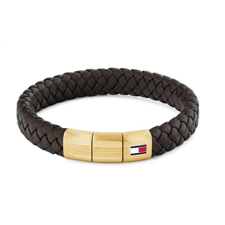Brown leather Bracciale with gold-plated clasp 2790671