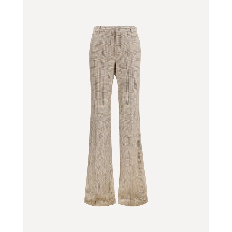 Prince of Wales Houndstooth Wool Flared Pants Female 36