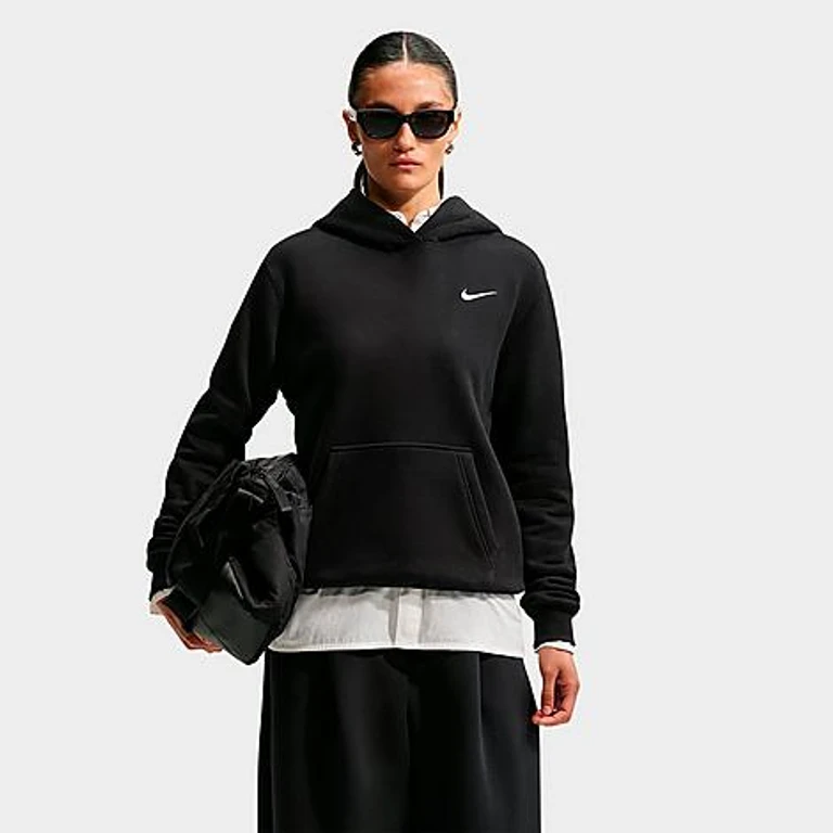 Studio Fleece Midweight Pullover Hoodie in Total Black/Sail