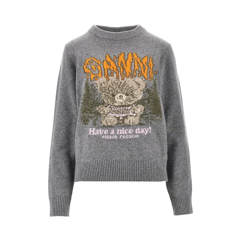 Pull en laine mélangée GANNI 'Forest Teddy'