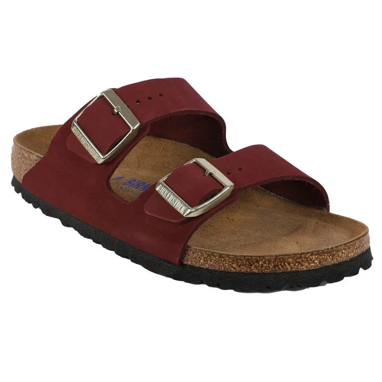 Arizona Soft Footbed Nubuck Leather Maroon Sandals