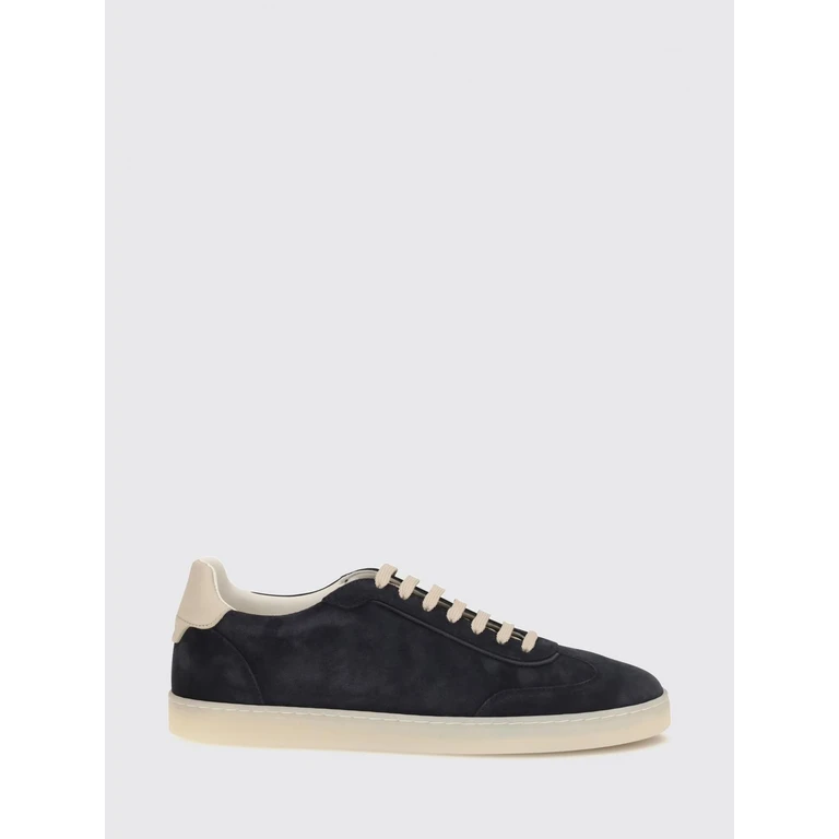 BRUNELLO CUCINELLI Low-Top Suede Calfskin Trainers with Laminated Logo (MZUMGLJ336COK25)