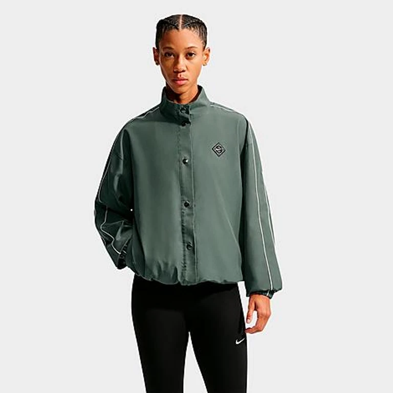 Nike Women's One Dri-FIT Oversized Jacket in Camo Green/Sail Size: XXS