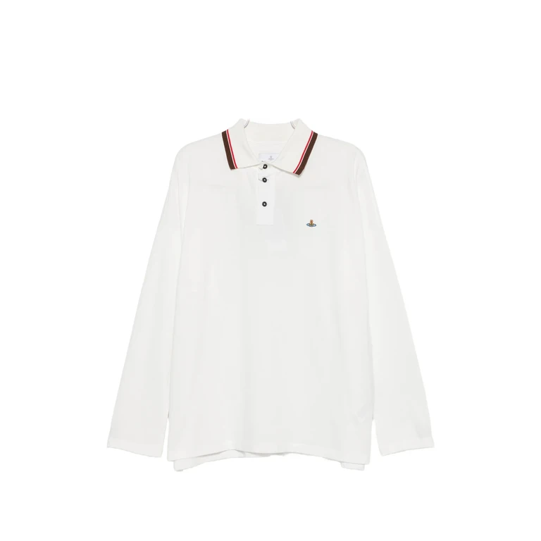 VIVIENNE WESTWOOD Long-Sleeved Cotton Polo Shirt with Embroidered Orb Logo (2H010010J00AUH401)