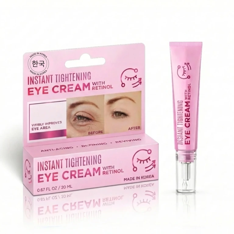 Korean Skin Care Retinol Eye Cream, Anti Aging Instant Tightening, Brightening, Firming & Depuffing Under-Eye Treatment