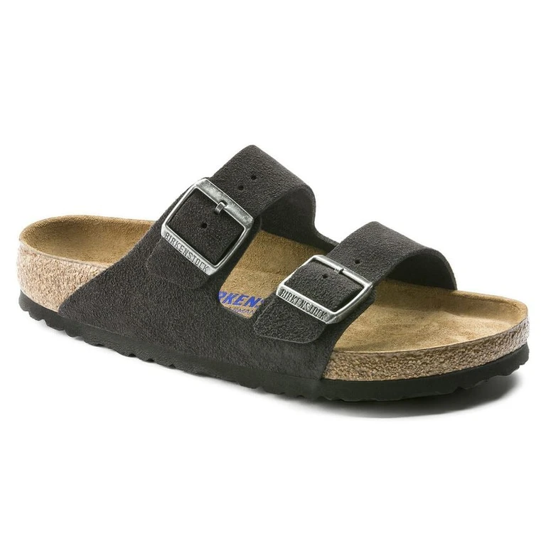 Arizona Soft Footbed Suede Leather Velvet Grey Sandals
